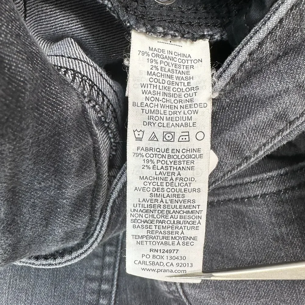 prAna Oday Jeans Black High Rise WMNS 4/27 Skinny Stretch Pants Minimalist Chic